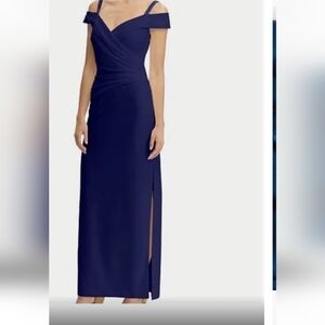 Lauren Ralph Lauren navy blue evening gown. Size 8 altered in length for 5'2".